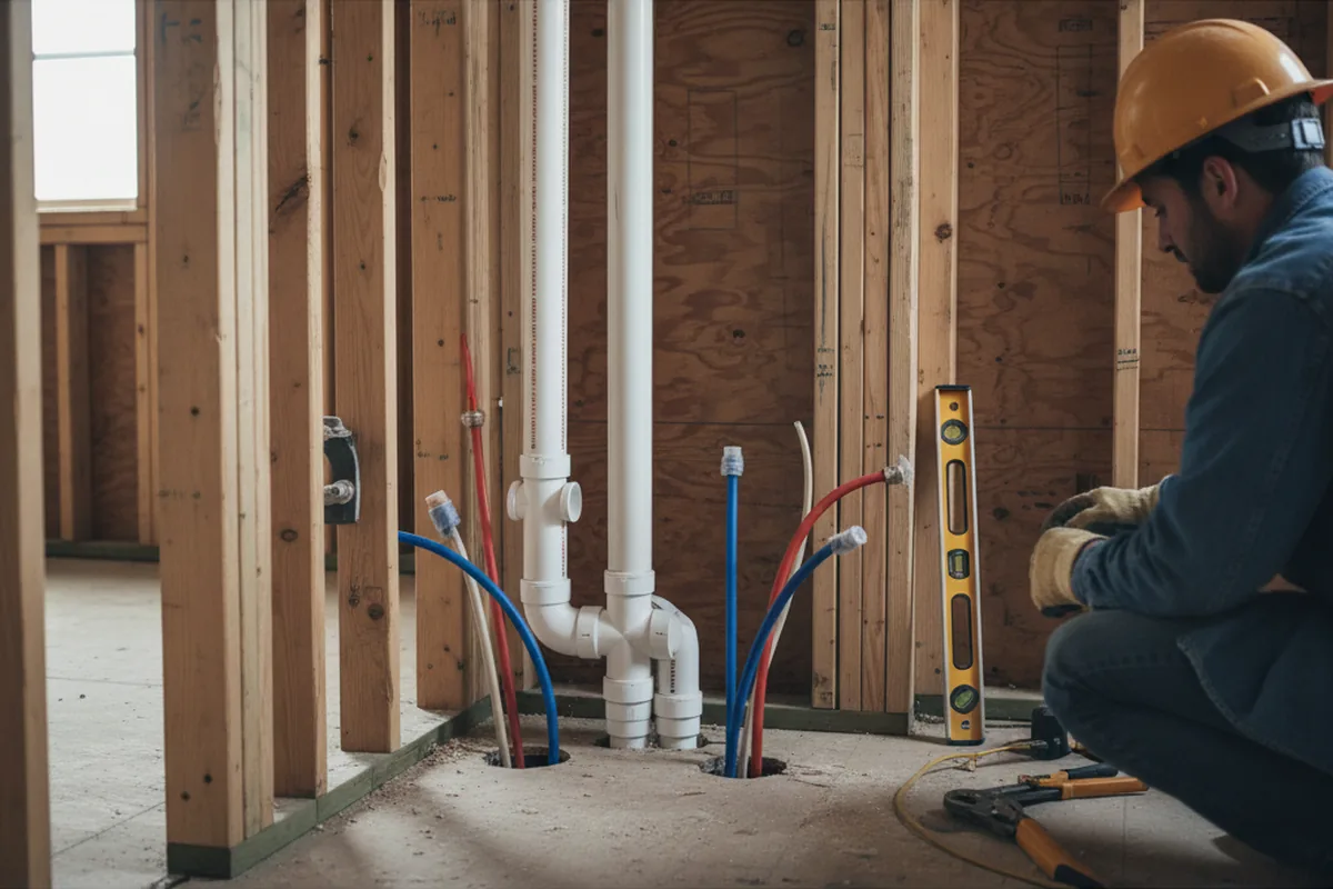Drain and supply rough-in during Leak Detection in Eden